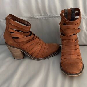 Free People Hybrid Brown leather Strappy Heeled Boots 38